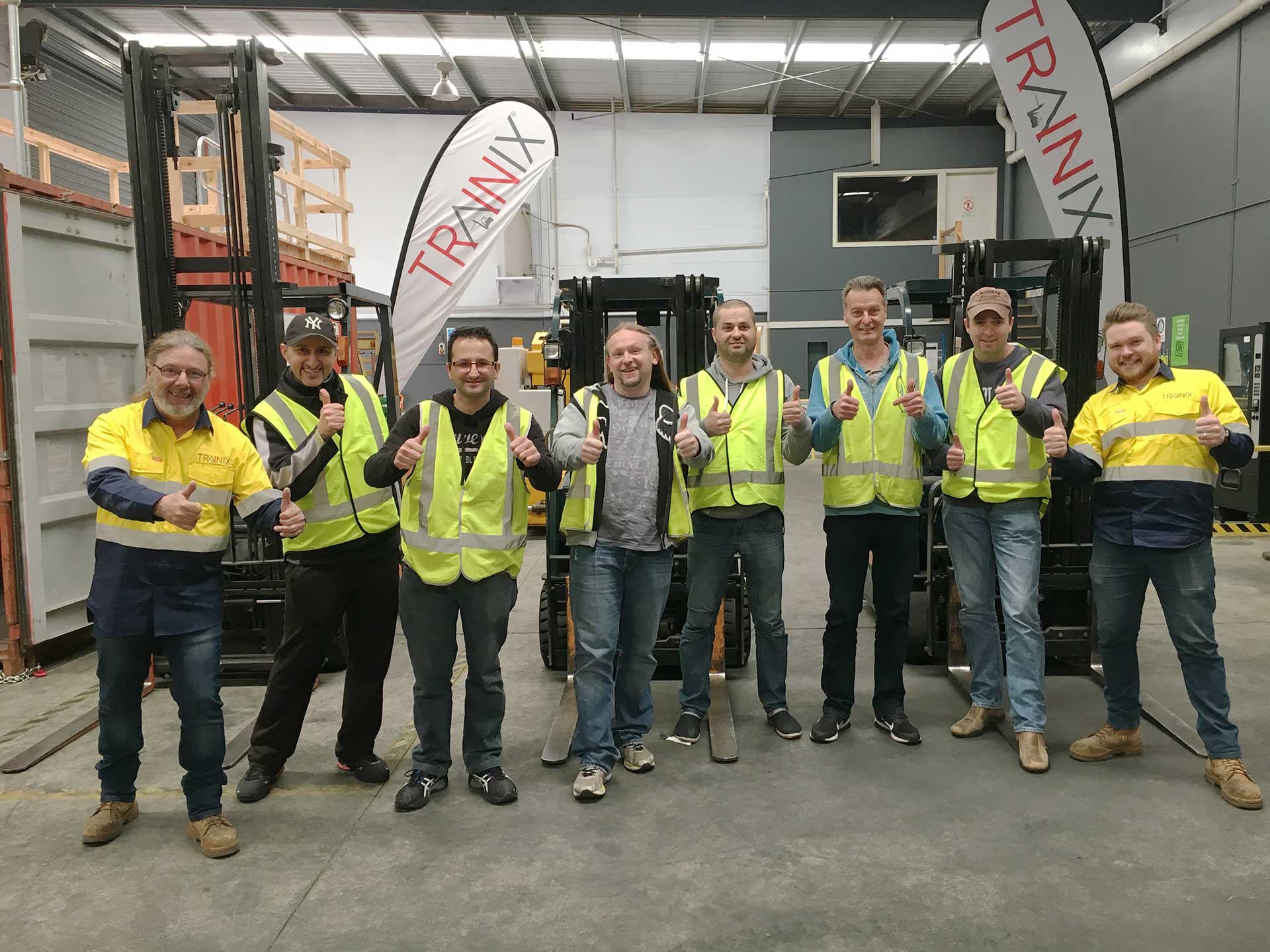 Forklift Training Melbourne - Students with trainers at Trainix Hoppers Crossing
